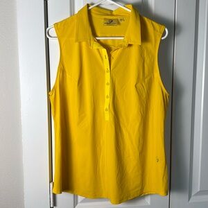 FORAYGOLF Yellow Core Sleeveless Polo Golf Top